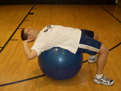 Stability Ball Oblique Crunch Exercise Version 2
