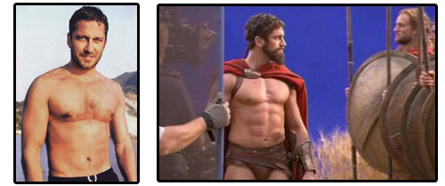 Gerard Butler Before and After 300 - celebrity muscle weight gain