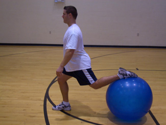 exercise ball lunge