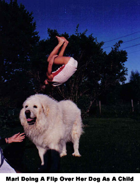 Fit Mari Asp Doing A Flip Over Her Dog as a Youngster