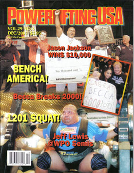 Jeff Lewis on cover of Powerlifting USA