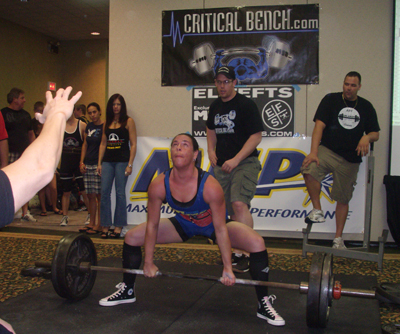 Suzanne pulling a dead lift
